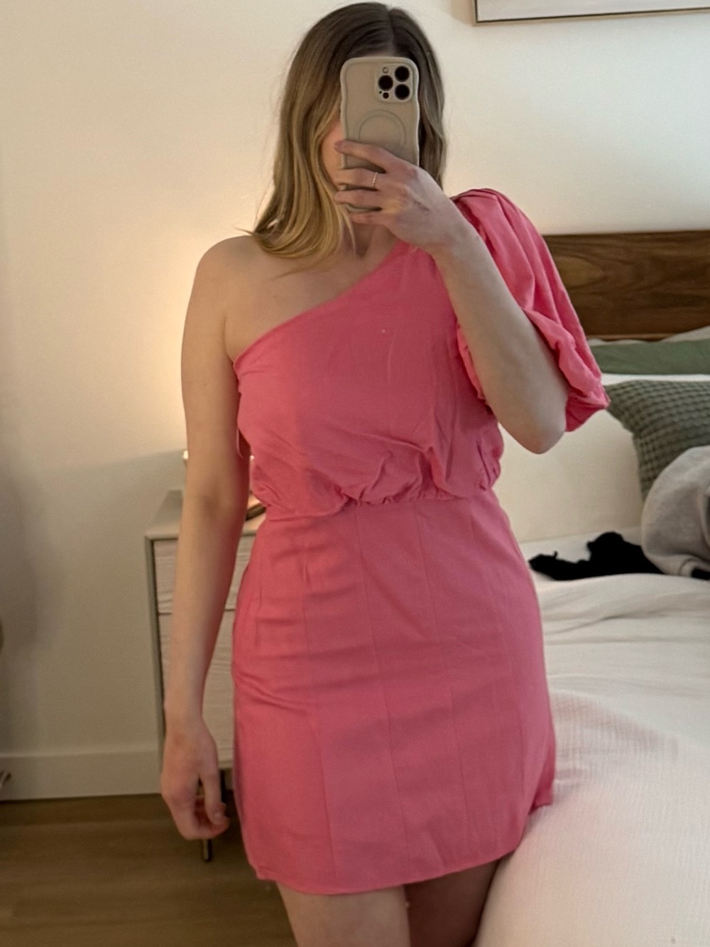 Madison the Label- One-Shoulder Pink Mini Dress Size S